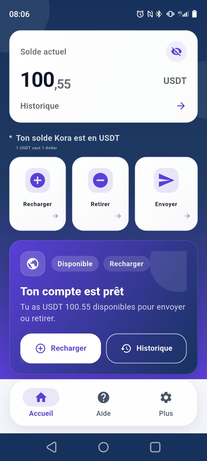 Tableau de bord principal Kora