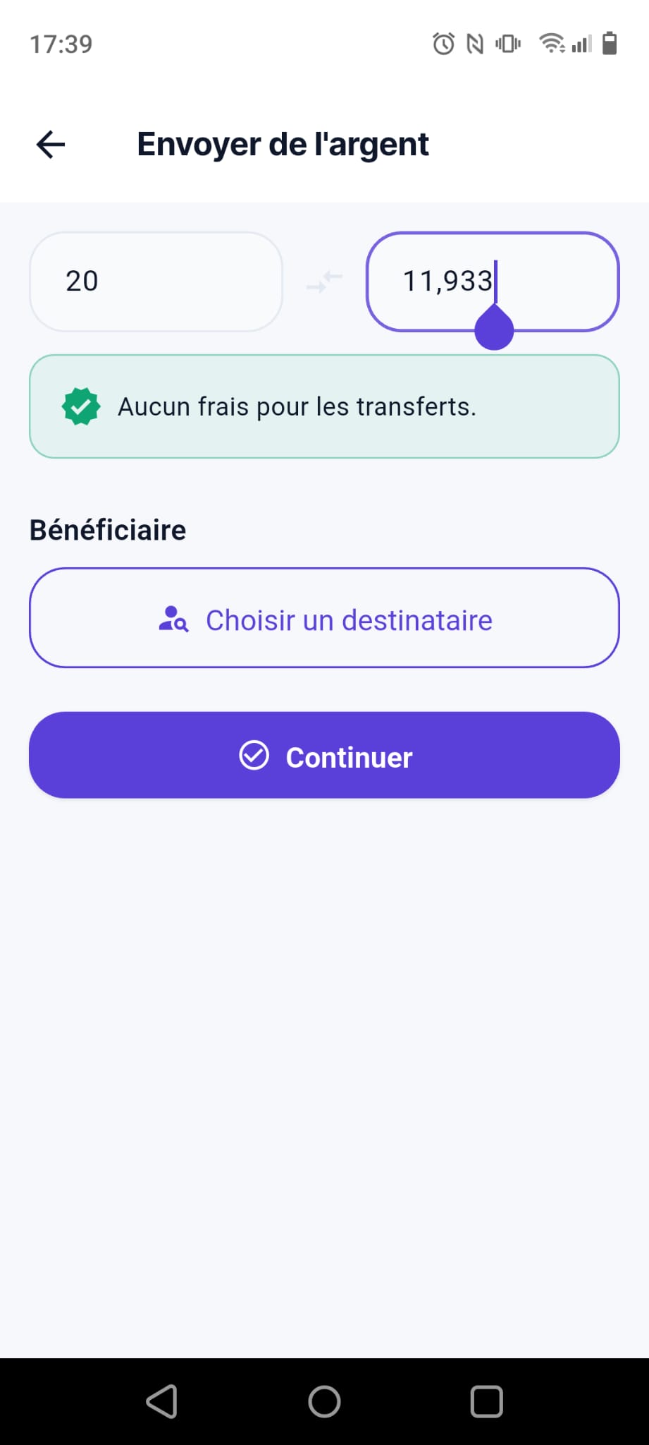 Écran d'envoi Kora